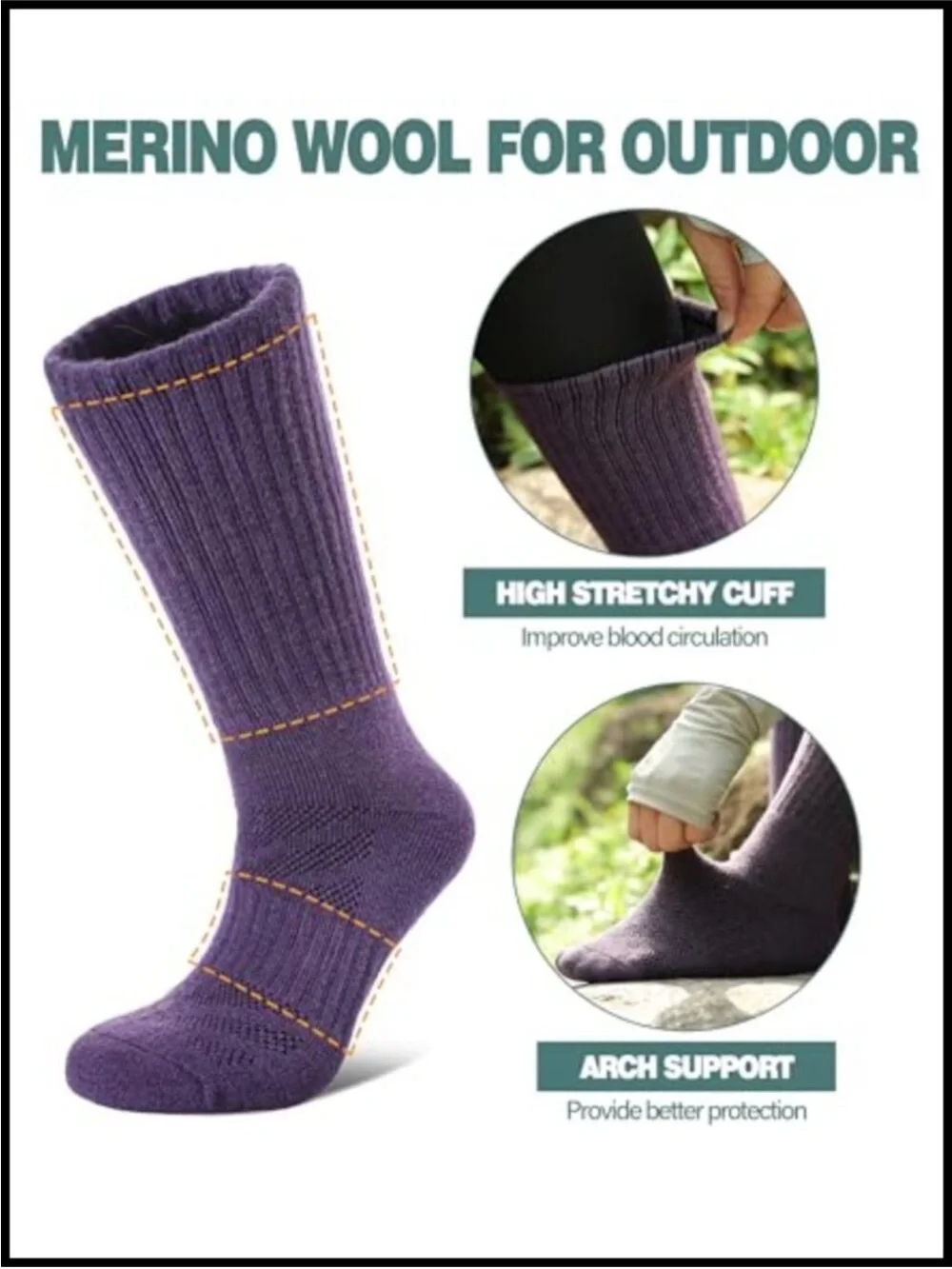 Merino Wool Hiking Socks Women Men Thermal Warm Thick Cushion Moisture Wicking